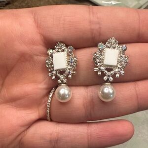 Elegant Silver and White Pearl Drop Earrings